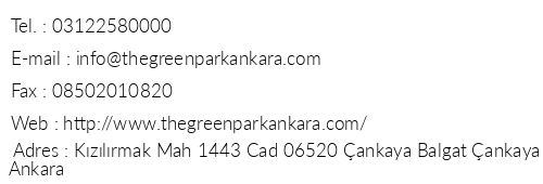 The Green Park Hotel Ankara telefon numaralar, faks, e-mail, posta adresi ve iletiim bilgileri